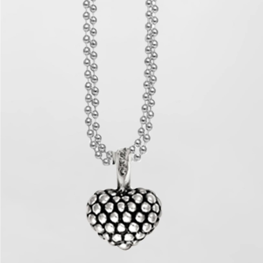 LAGOS Beaded caviar heart pendent necklace 35’L